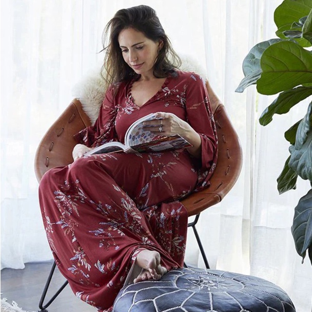 Rachel Pally Maternity Long Sleeve Red Maxi Dress Small
